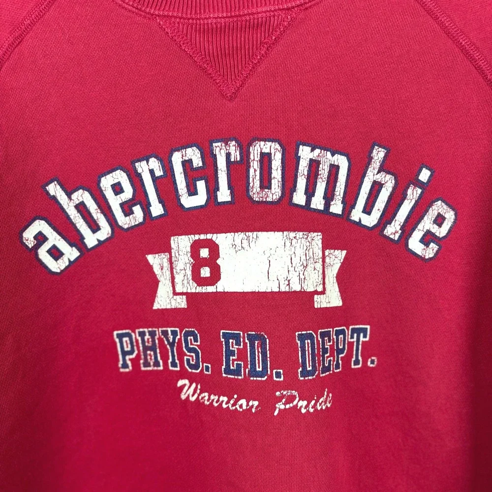 VTG Abercrombie & Fitch Crewneck Sweatshirt Women's XL Red USA Y2K Collegiate - Picture 7 of 10
